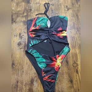 NWT Frederick's Of Hollywood Size M Cabarita Paradise Print Cut Out One Piece #3